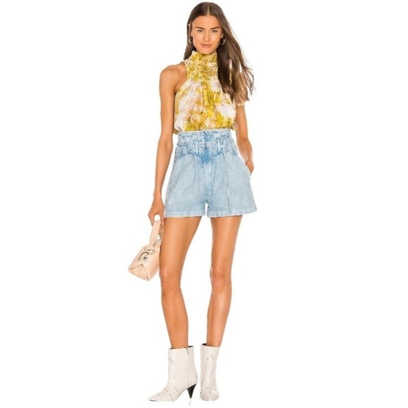 NWT Joie‎ Summer Porcelain Print Sleeveless Smocked Neck Satin Fern Top. Small - Picture 1 of 11